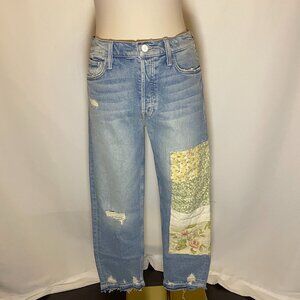 MOTHER x Carolyn Murphy Denim Patchwork Jeans Tomcat Ankle Undone Rare